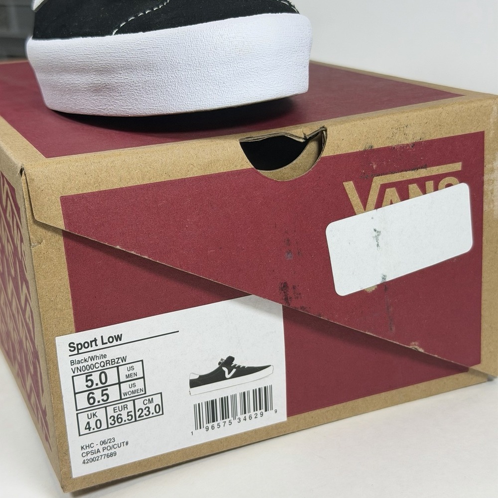 Vans Size-6.5 Womens Unisex Sport Low Skate Sneakers Shoes Black/White Retro - Picture 9 of 9